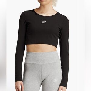 Adidas Black ESS Ribbed Long Sleeve Top